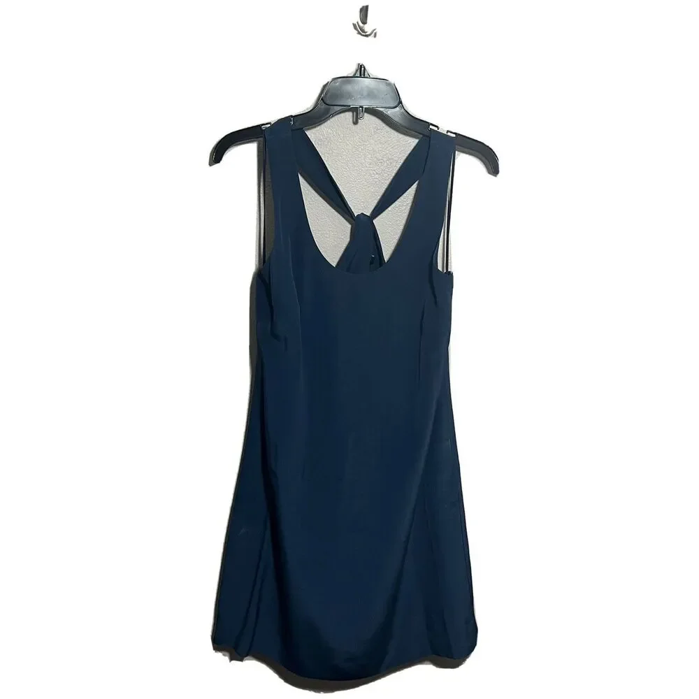 JCrew Twist Back Dress in Night Shadow Blue Sz 4  100% Silk A7548